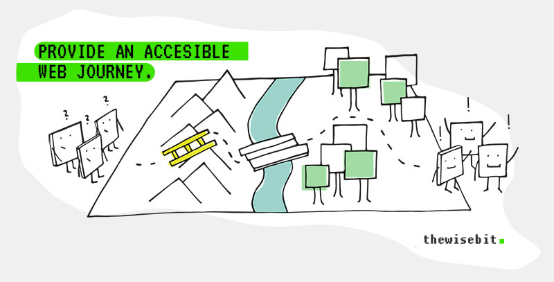 Illustration. Text: Provide an accessible web journey.